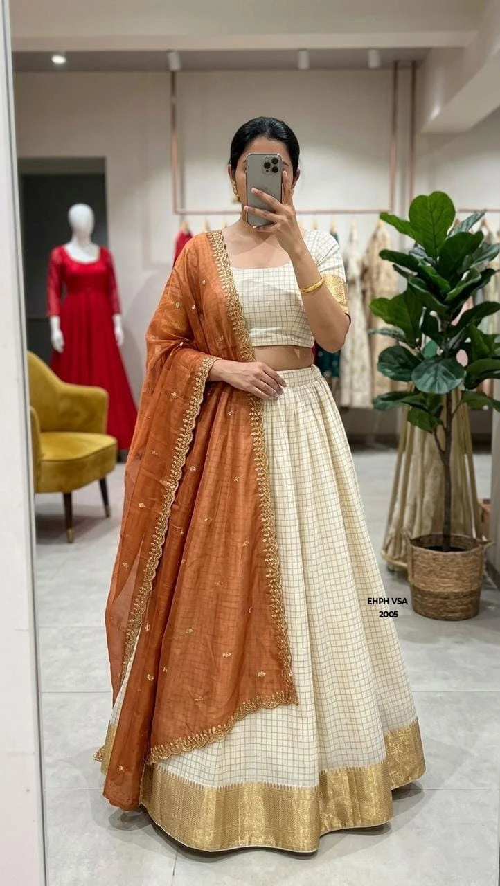 Mustard & Cream Lehenga Set – Mustard & Cream